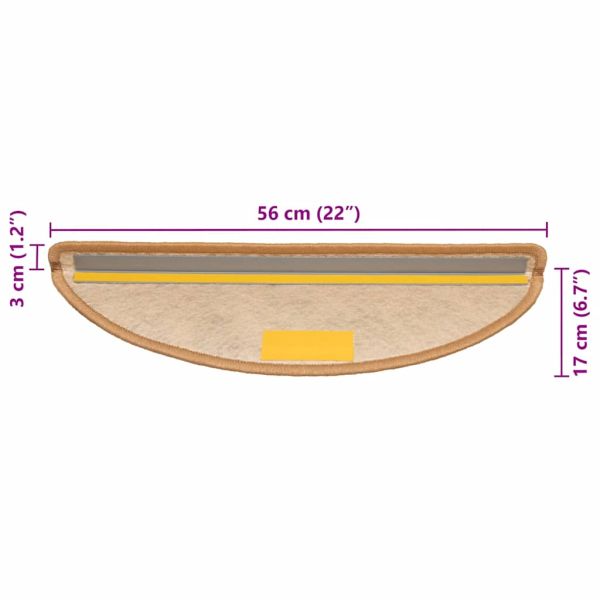 Самозалепващи стелки за стълби 15 бр 56x17x3 см сизал