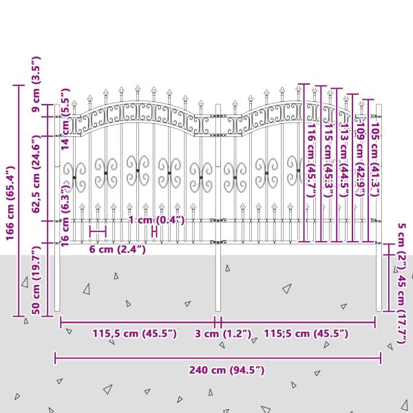 Градска ограда Сив 240 x 166 см Прахово покритие стомана