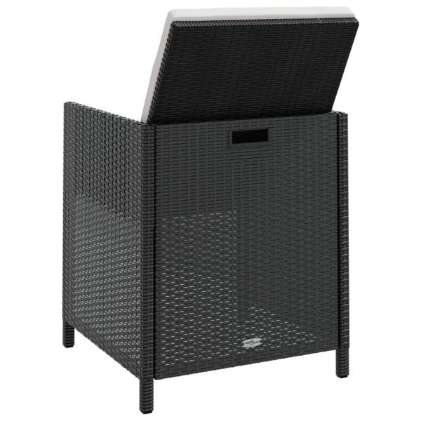 Градински трапезен комплект, 11 части, полиратан, акация, черен