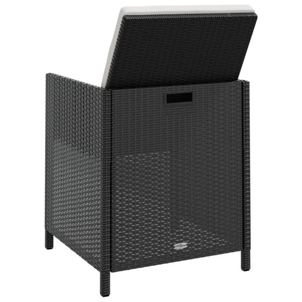 Градински трапезен комплект, 13 части, полиратан, акация, черен