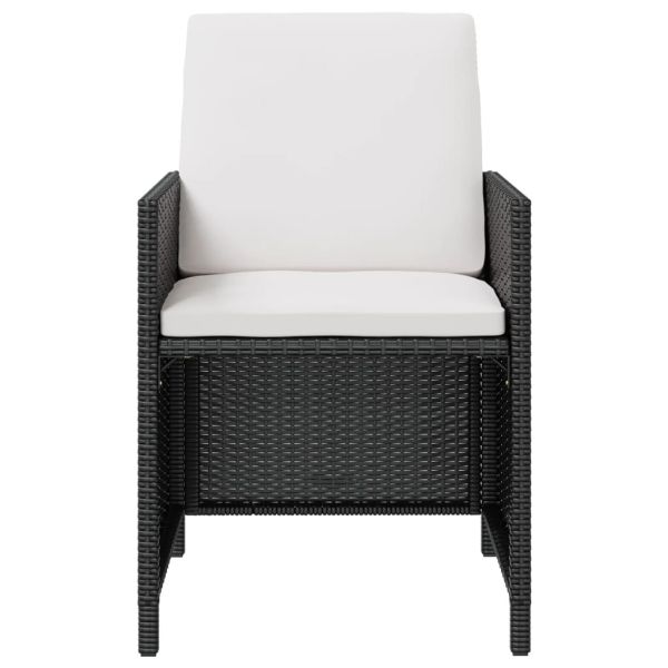 Градински комплект с възглавници, 13 части, черен полиратан