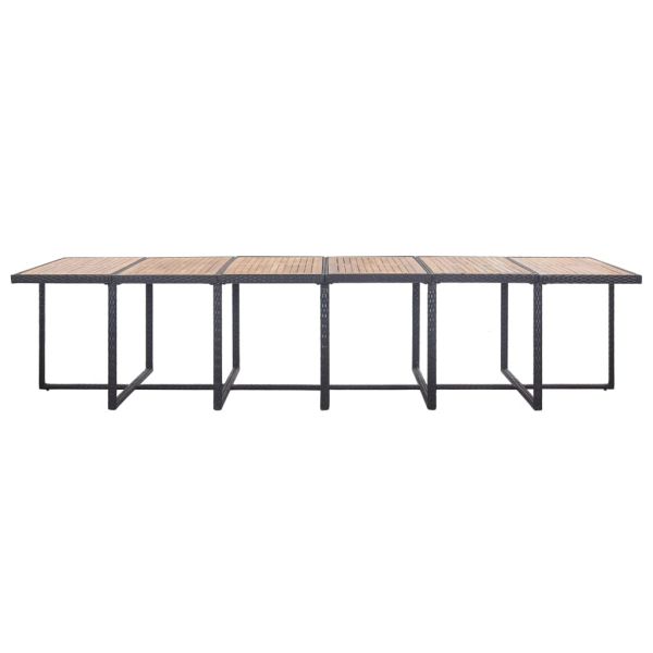 Градински комплект с възглавници, 17 части, черен полиратан