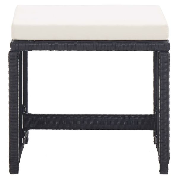 Градински комплект с възглавници, 17 части, черен полиратан