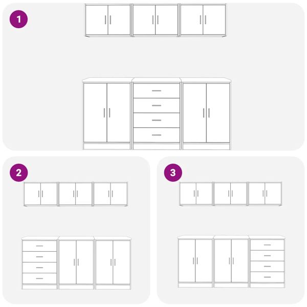 гаражни шкафове, 6 бр, бетонно сиви, инженерно дърво