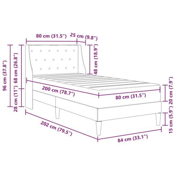 Рамка за легло с матрак с матрак Тъмен зелен 80 x 200 cm Кадифе
