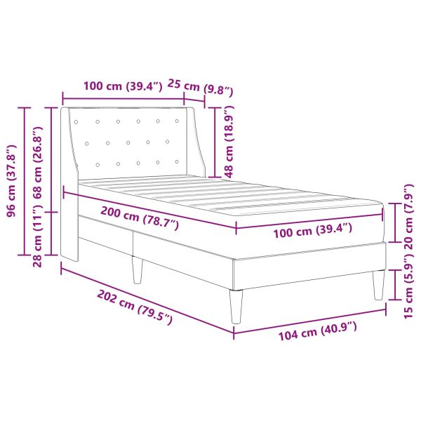Рамка за легло с матрак с матрак Черен 100 x 200 cm Кадифе