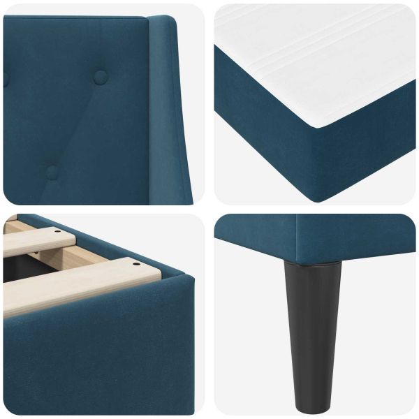 Рамка за легло с матрак с матрак Синьо 100 x 200 cm Кадифе