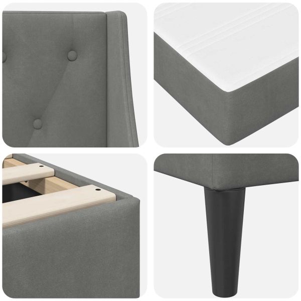 Рамка за легло с матрак с матрак Тъмен сив 140 x 190 cm Кадифе