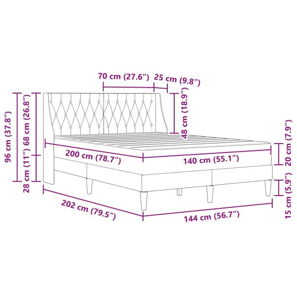Рамка за легло с матрак с матрак Черен 140 x 200 cm Кадифе