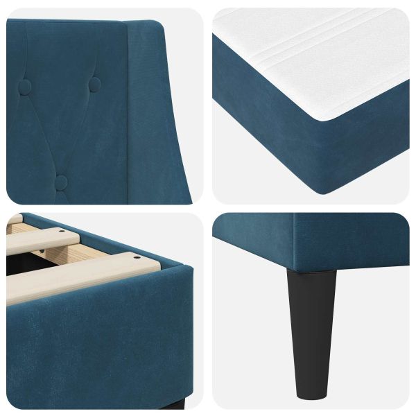 Рамка за легло с матрак с матрак Синьо 160 x 200 cm Кадифе