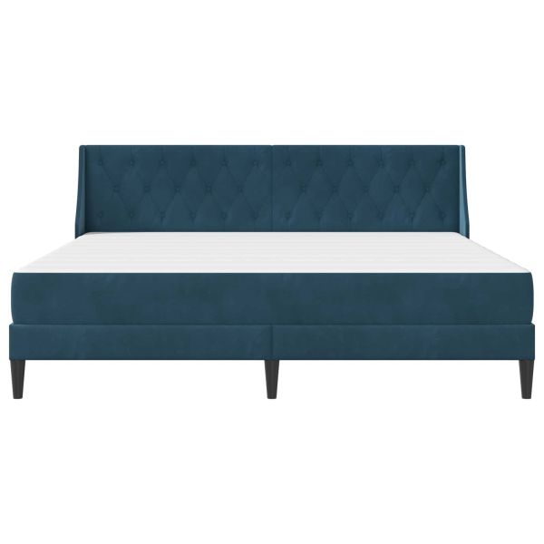 Рамка за легло с матрак с матрак Синьо 200 x 200 cm Кадифе