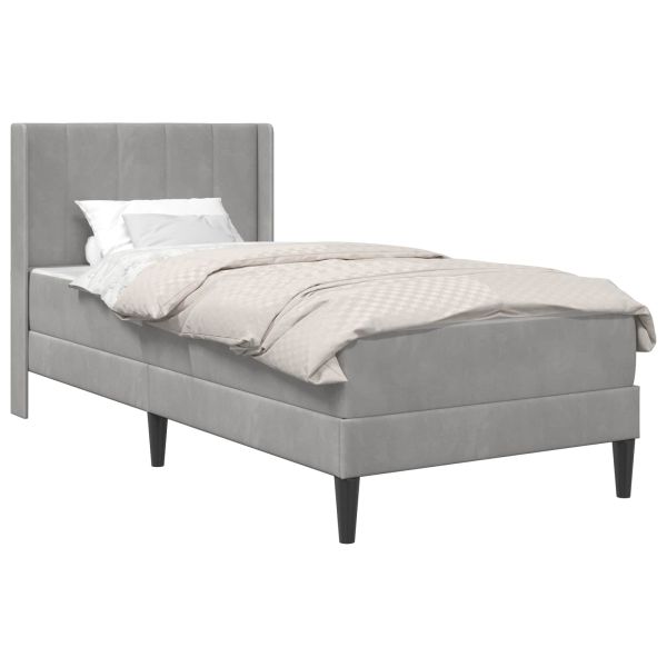 Рамка за легло с матрак Светлосиво 90 x 200 cm Кадифе