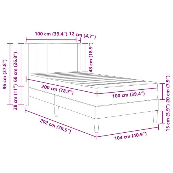 Рамка за легло с матрак Тъмен зелен 100 x 200 cm Кадифе