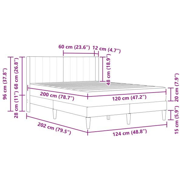 Рамка за легло с матрак Тъмен зелен 120 x 200 cm Кадифе