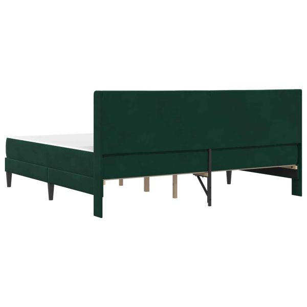 Рамка за легло с матрак Тъмен зелен 180 x 200 cm Кадифе
