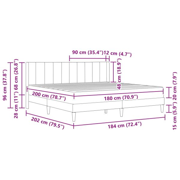 Рамка за легло с матрак Черен 180 x 200 cm Кадифе