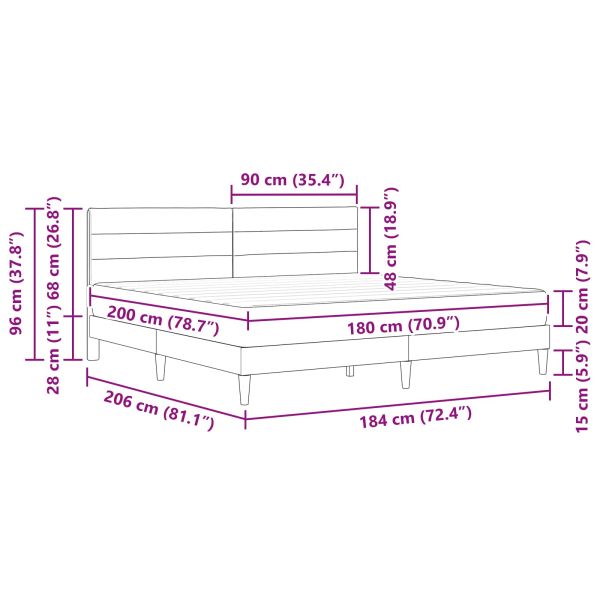 Рамка за легло Черен 180 x 200 cm Полиестер