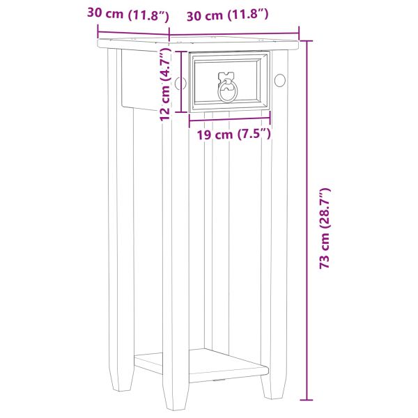 Стойка за растения Бяло 30 x 30 x 73 см Солидно борово дърво