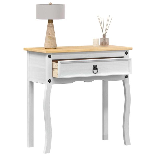 Конзолна масичка Бяло 73 x 35 x 73 см Солидно борово дърво