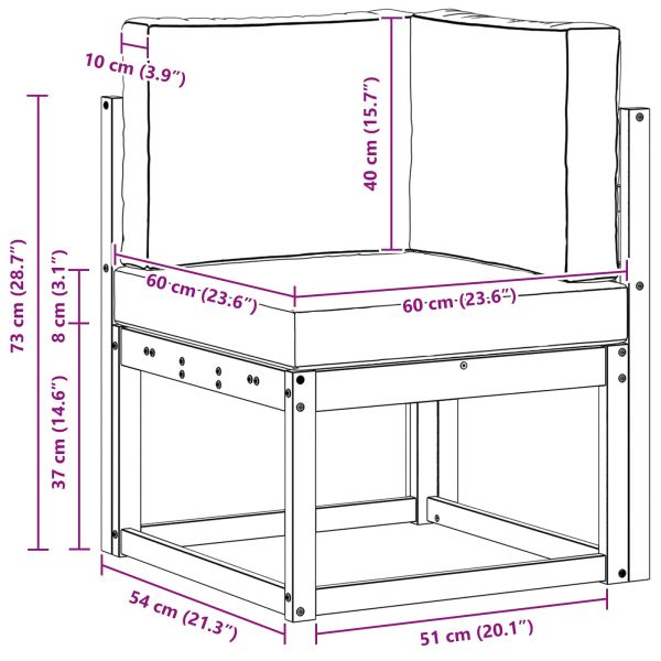 Външен ъглов диван Солидно акациево дърво