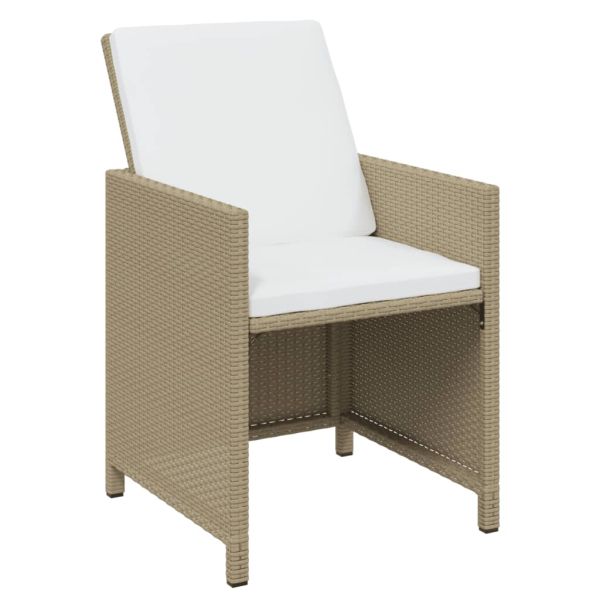 Градински комплект с възглавници 11 части бежов полиратан