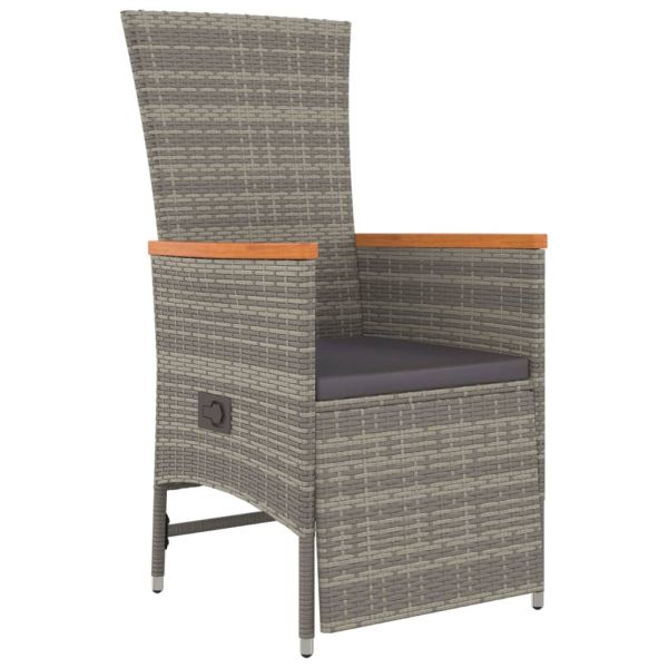 Градински трапезен комплект 7 части с възглавници сив полиратан