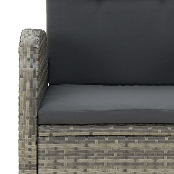Градински трапезен комплект 5 части с възглавници сив полиратан