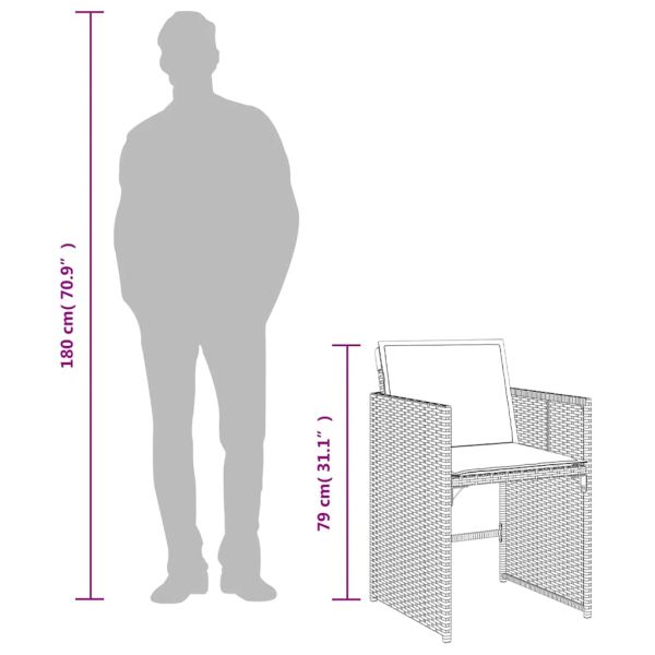 Градински комплект с възглавници 15 части полиратан черен