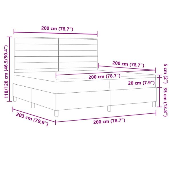 Легло с пружинирана основа с матрак Крем 200 x 200 cm текстил