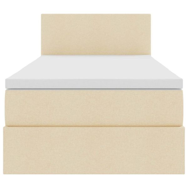 Легло с място за съхранение и LED Кремав 100 x 200 cm текстил