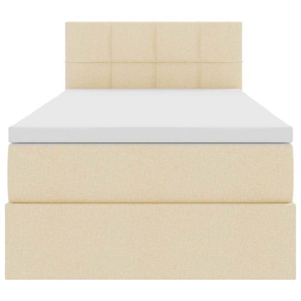 Легло с място за съхранение и LED Кремав 100 x 200 cm текстил