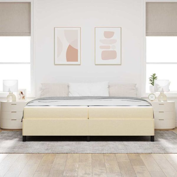 Легло с пружинирана основа Крем 200 x 200 cm текстил