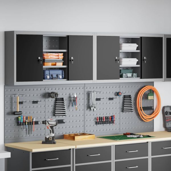 Комплект инструментален шкаф с рафт със съхранение 6 pcs Черно