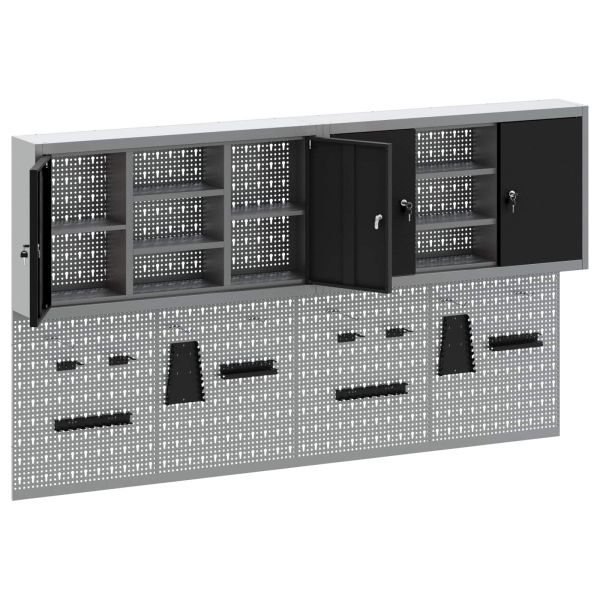 Комплект инструментален шкаф с рафт със съхранение 6 pcs Черно