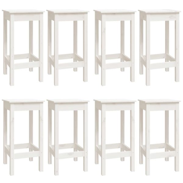 Бар комплект от 9 части, бял, масивна борова дървесина