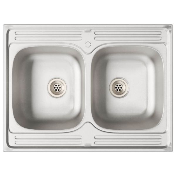 Мивка с шкаф с врата Lucca 2 pcs Лъскаво бяло Инженерно дърво