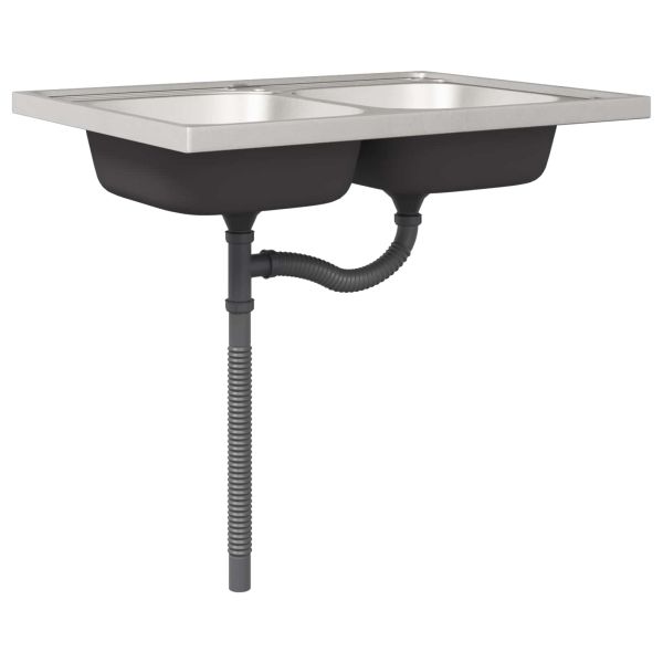 Мивка с шкаф със съхранение Porto 2 pcs Черно Инженерно дърво