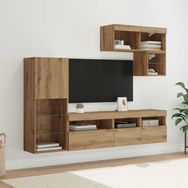 Стойки за телевизор 6 pcs Дъб Инженерно дърво