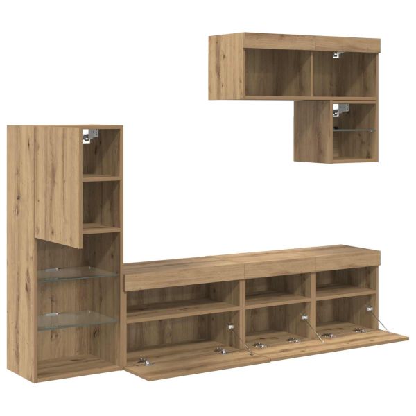 Стойки за телевизор 6 pcs Дъб Инженерно дърво