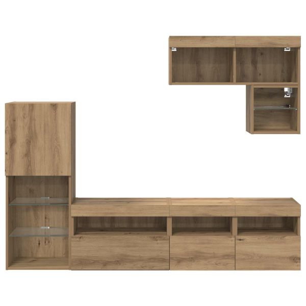 Стойки за телевизор 6 pcs Дъб Инженерно дърво