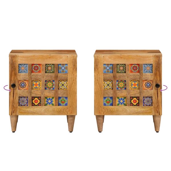 Нощен шкаф Естествен 40 x 33,5 x 46 см Солидно мангово дърво