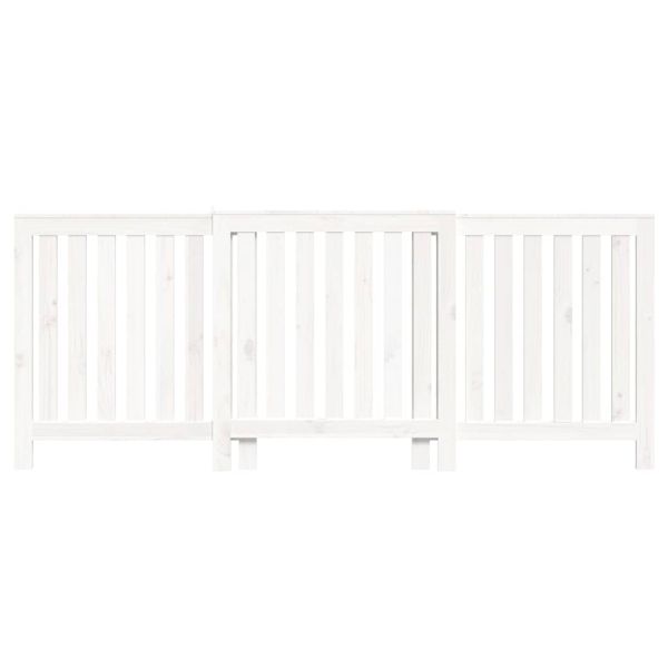 Параван за радиатор бял 210x21x85 см борово дърво масив