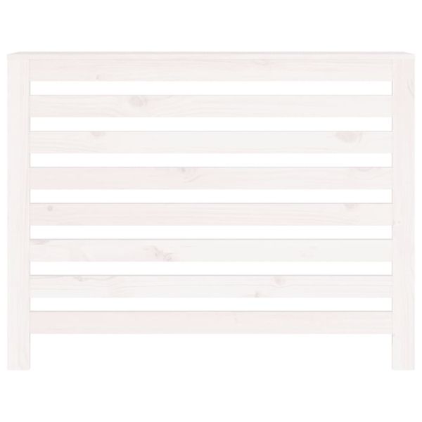 Параван за радиатор бял 108,5x19x84 см борово дърво масив