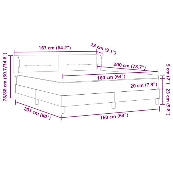 Легло с пружинирана основа с матрак Черно 160 x 200 cm Кадифе