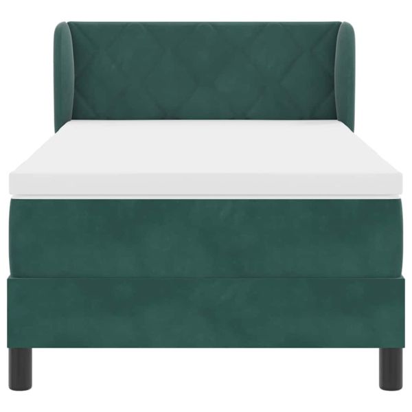 Легло с пружинирана основа Тъмнозелено 90 x 190 cm Кадифе