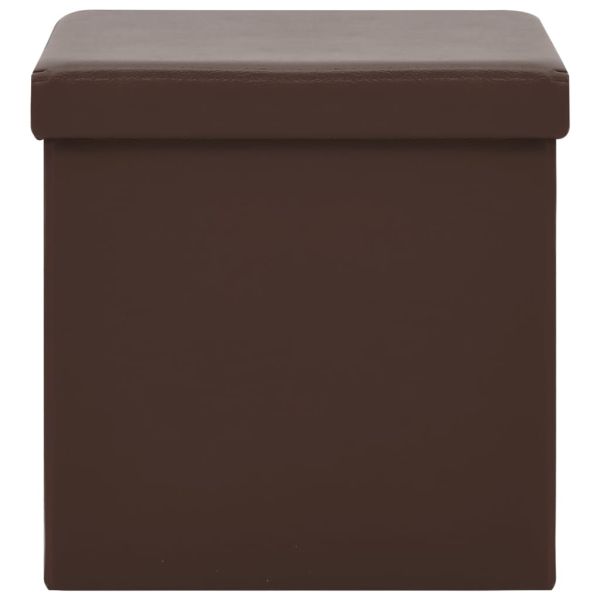 Сгъваеми табуретки за съхранение, 2 бр, кафяви, PVC