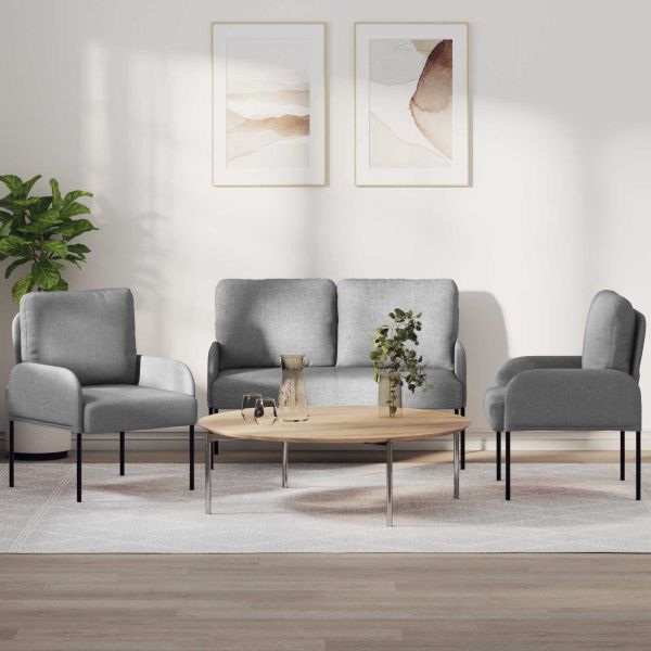 Комплекти дивани 3 pcs Светлосиво 115 x 56 x 80 см Шперплат