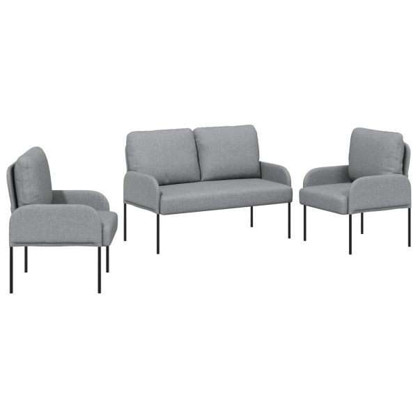 Комплекти дивани 3 pcs Светлосиво 115 x 56 x 80 см Шперплат