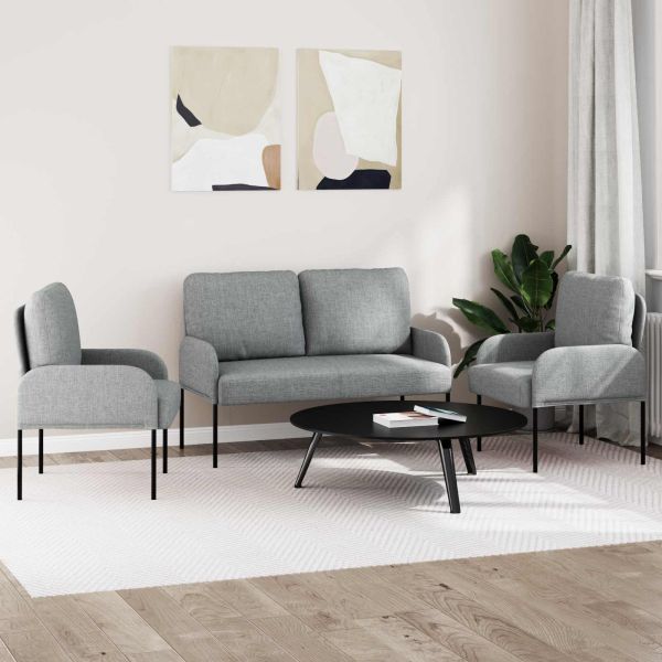 Комплекти дивани 3 pcs Светлосиво 115 x 56 x 80 см Шперплат