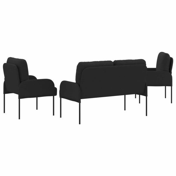 Комплекти дивани 3 pcs Черно 115 x 56 x 80 см Шперплат